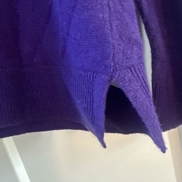 INC Concepts Jewel Cut Out Sweater L Purple Cashmere Silk Holiday Cold Shoulder - Picture 5 of 11
